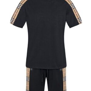 Men’s Black 2-Piece Short Set | Designer-Inspired Plaid Style | Sizes S–XL